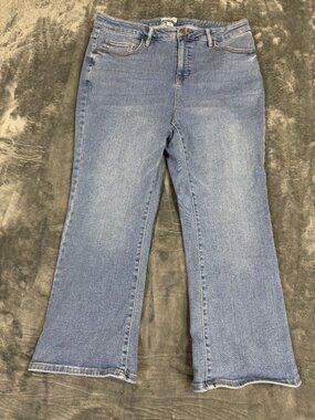 Ava & Viv Womens Light Wash Straight Leg Jeans Size 16W Mid Rise Cotton Blend